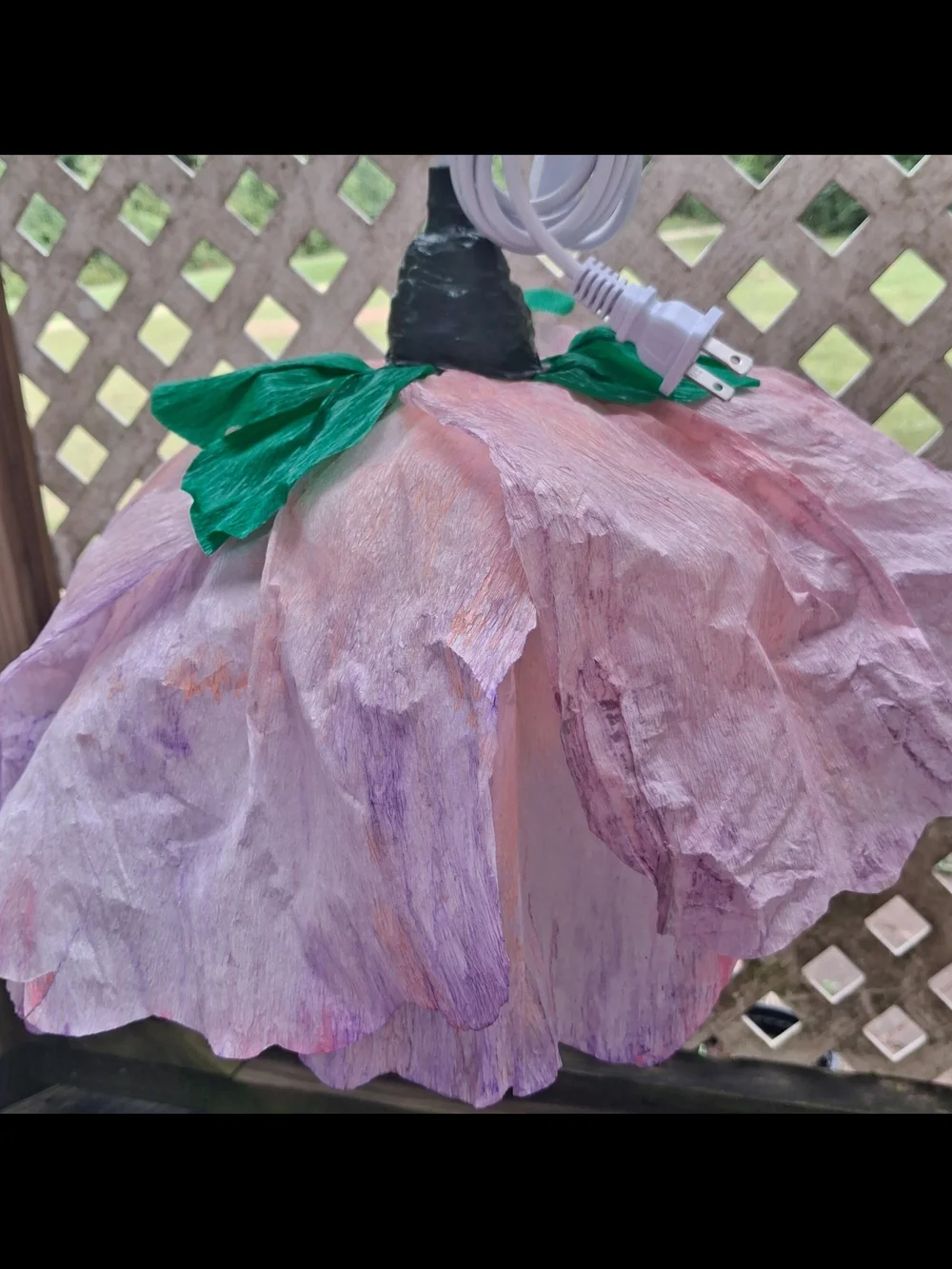 Handcrafted Large Watercolor Italian Crepe Paper Flower Hanging Lamp W/LED Bulb